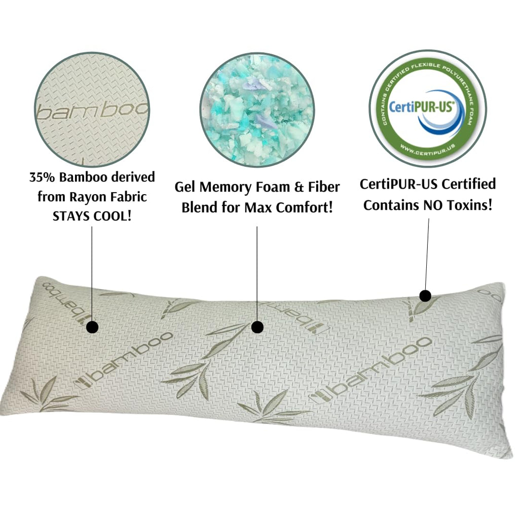 Green Bamboo Shredded Gel Memory Foam and Fiber Blend Pillow