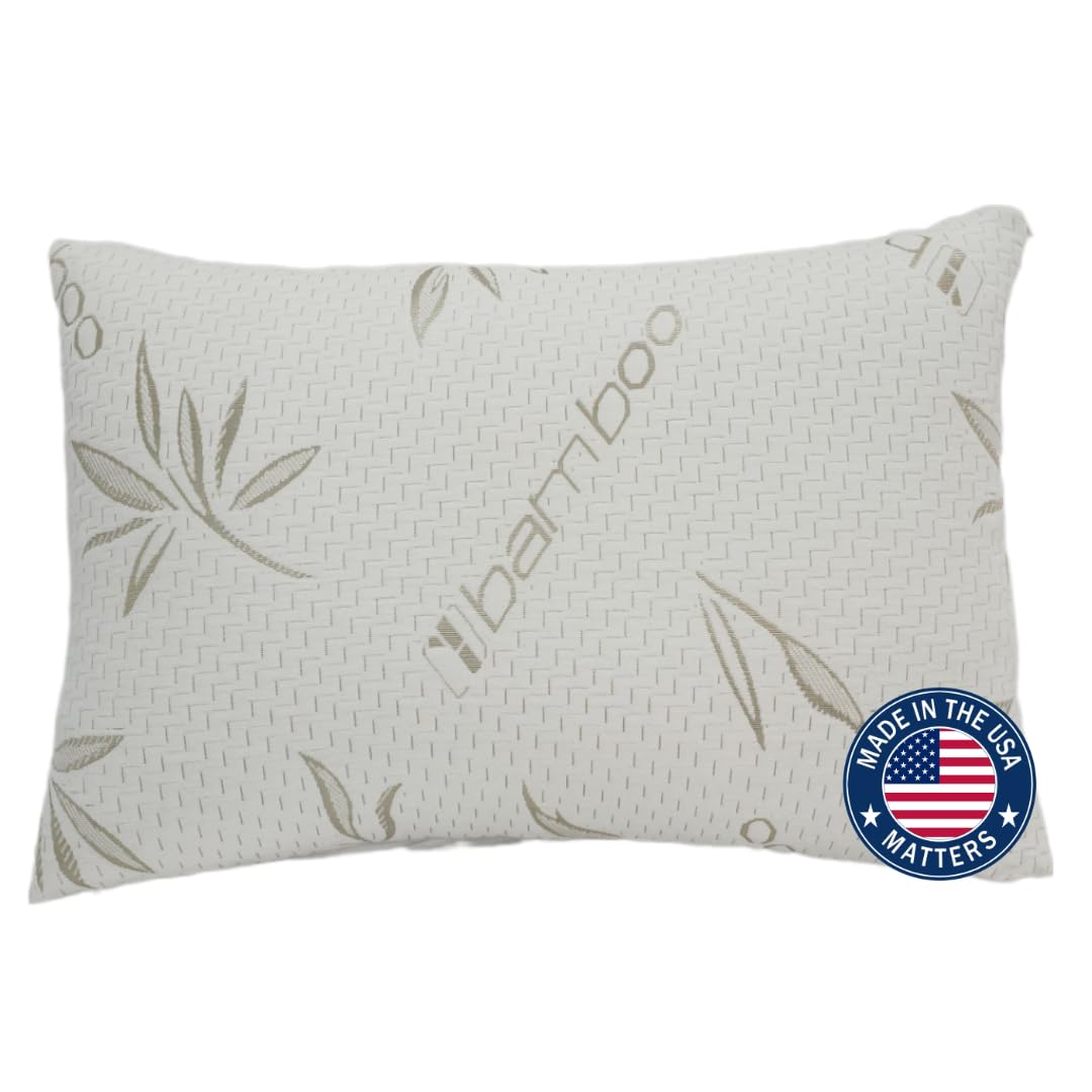Green Bamboo Shredded Gel Memory Foam and Fiber Blend Pillow