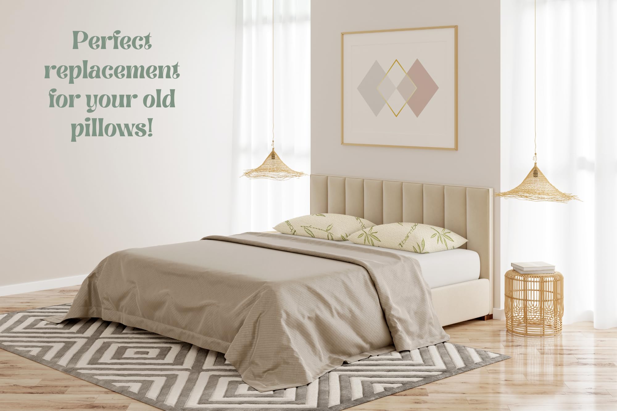 Green Bamboo Shredded Gel Memory Foam and Fiber Blend Pillow