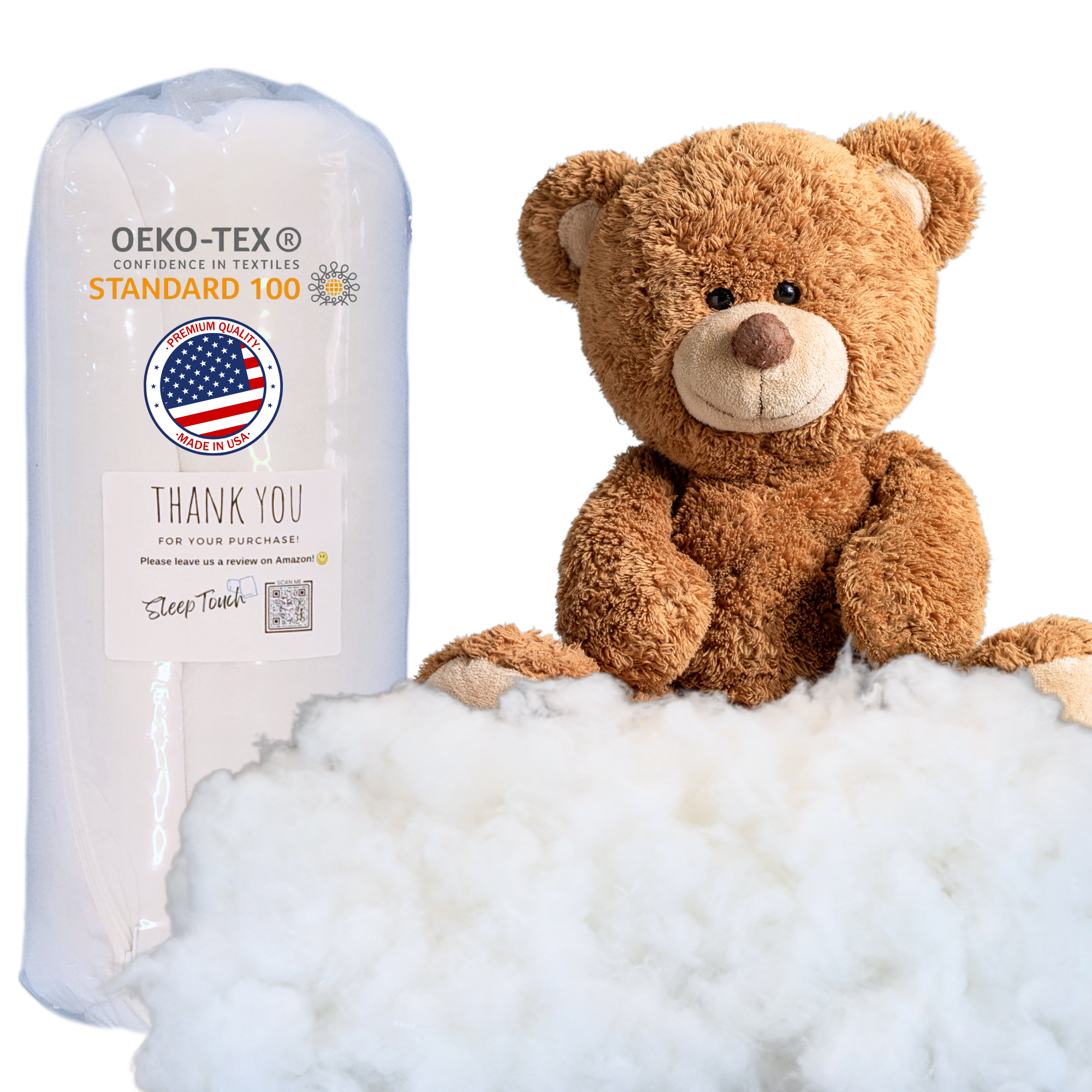 Polyester Fiber Fill Couch Cushion Filling, Stuffing for Stuffed Animals & Toys, High Resilience Fill Fiber, Oeko-TEX Certified