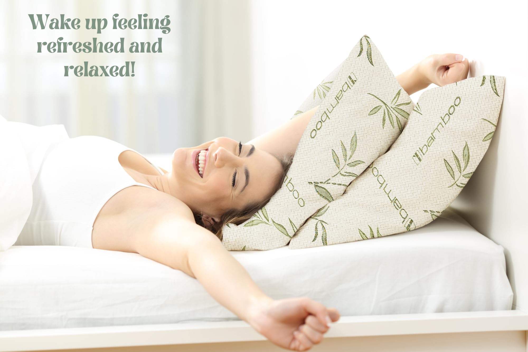 Green Bamboo Shredded Gel Memory Foam and Fiber Blend Pillow