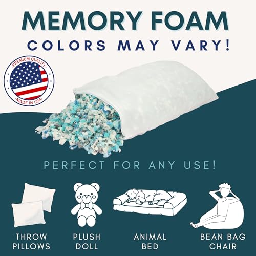 Shredded Memory Foam, Made in USA, Bean Bag Refill, Stuffing for Couch, Filler for Chair and Pillow, Filling for Cushions.