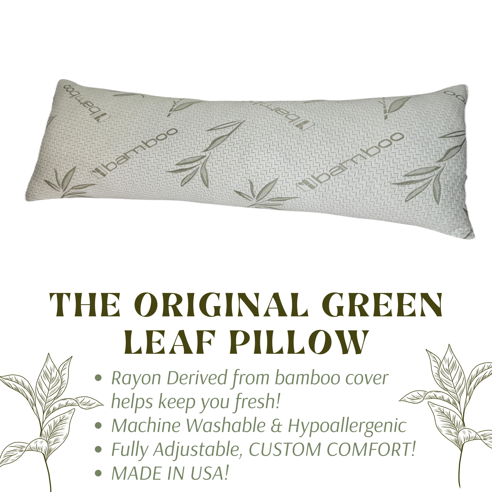 Green Bamboo Shredded Gel Memory Foam and Fiber Blend Pillow